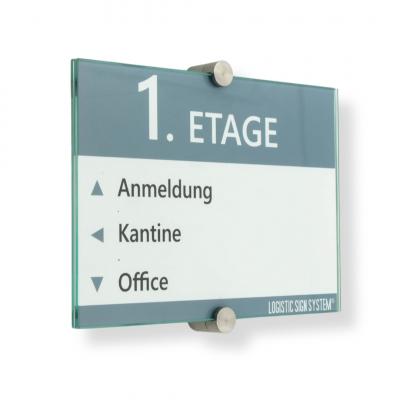 Türschild VITRUM K , Glasschild, Büroschild, Doppelglasschild